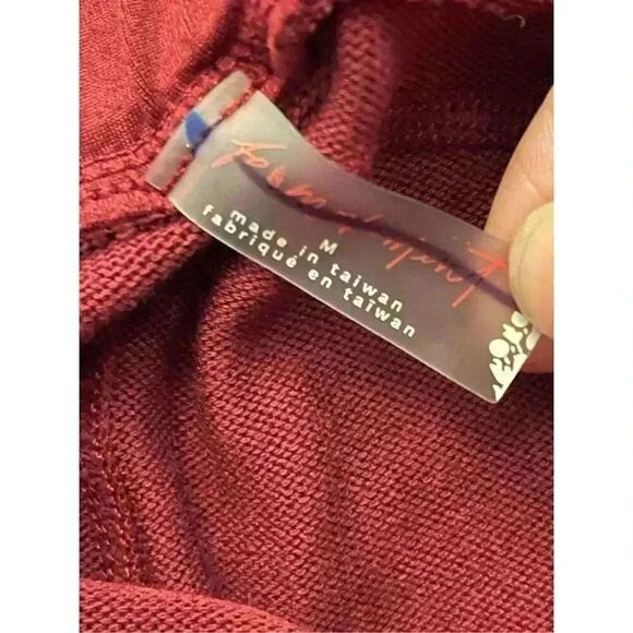 Free People Women's M Maroon‎ High-Waisted Jogger Pants w/ Pockets - Picture 6 of 8